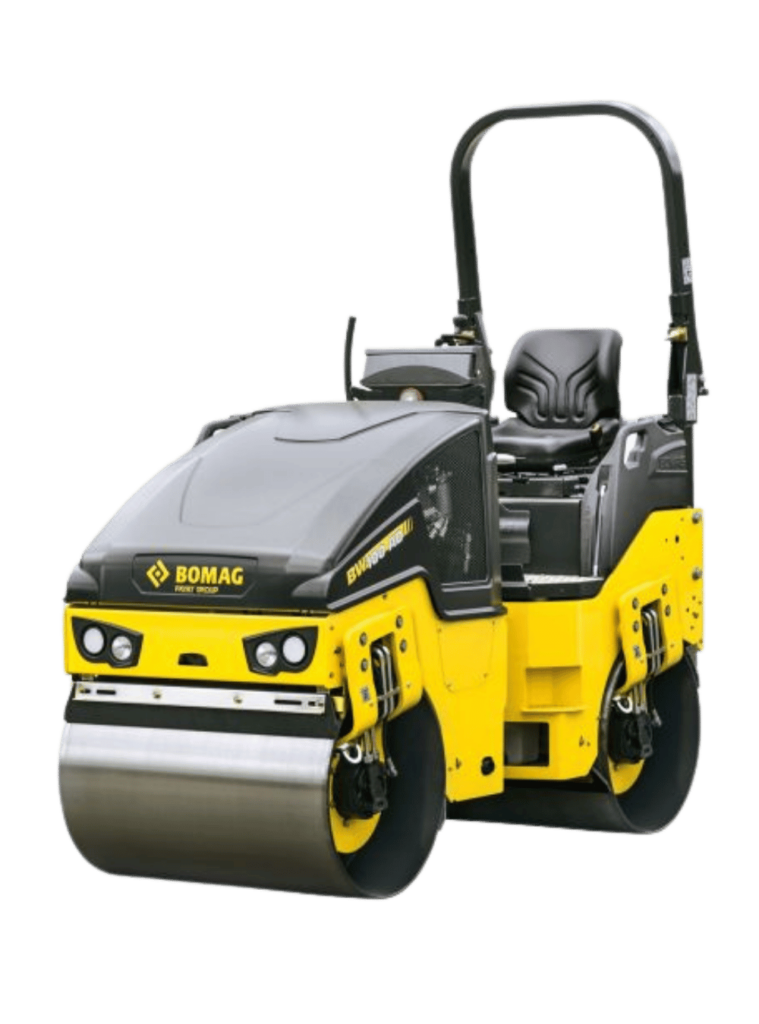 Walec drogowy Bomag dostępny w ofercie wynajmu maszyn budowlanych firmy Walenda Usługi Sprzętowe w Suwałkach, idealny do zagęszczania nawierzchni.